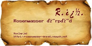 Rosenwasser Árpád névjegykártya